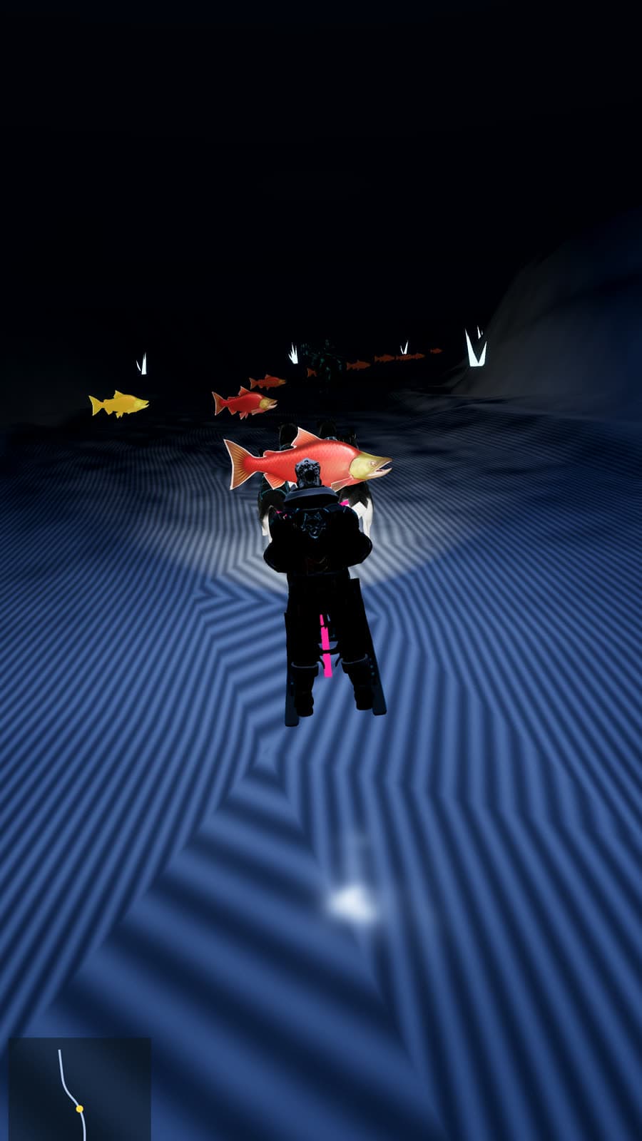 The Ice Mine — racing through a lit tunnel underground